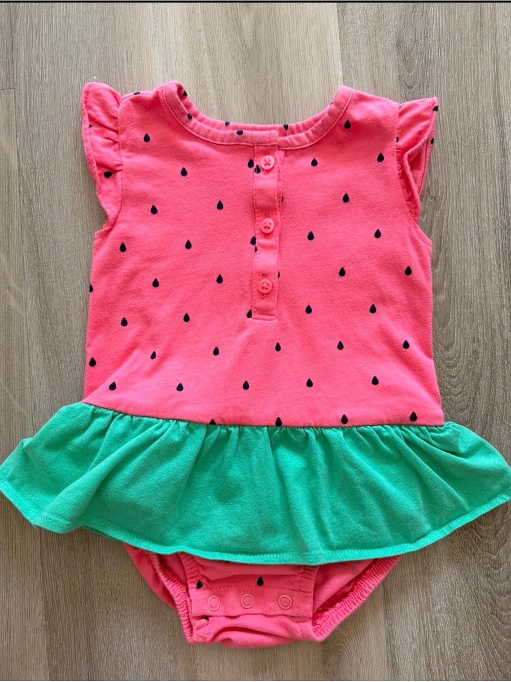 Carter’s Baby Girl Summer Watermelon Onesie Ruffle Dress size 12 months